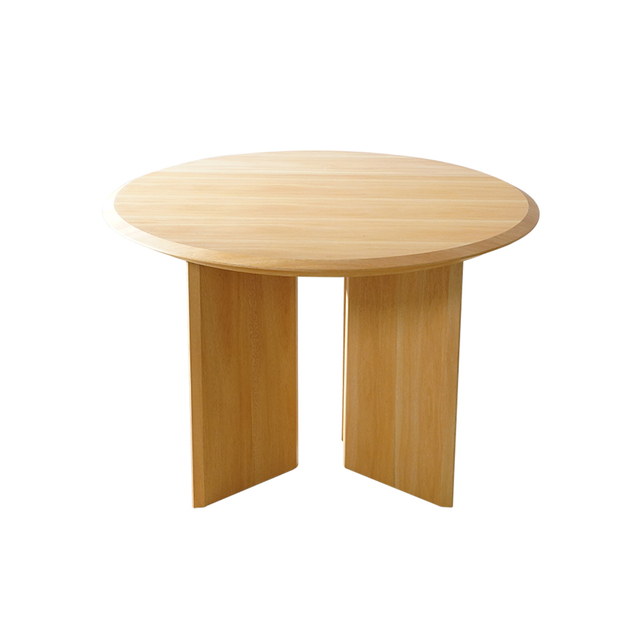 Минималистичный небольшой круглый обеденный стол из цельного дерева с 4 ножками