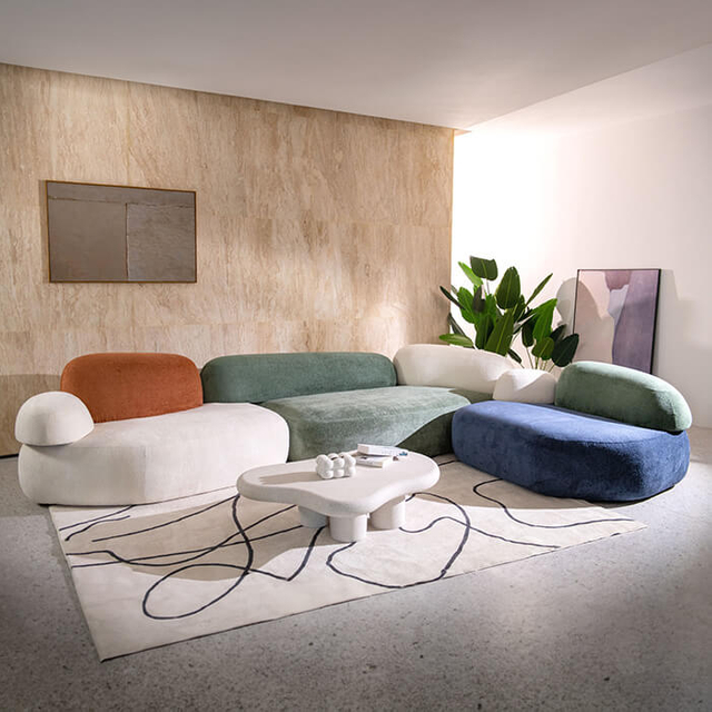 Итальянский секционный модульный диван с мягкой обивкой серии Pebble Rubble 