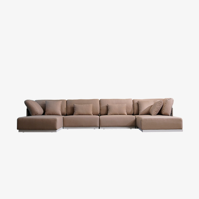 Современный ротанговый уличный L-образный 4-5-местный секционный диван с оттоманкой