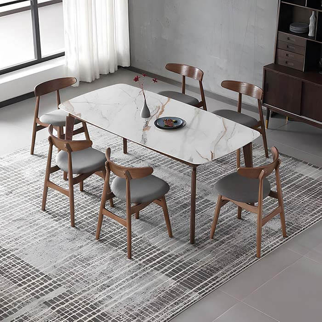 Современные белые прямоугольные мраморные обеденные столы с пьедесталом