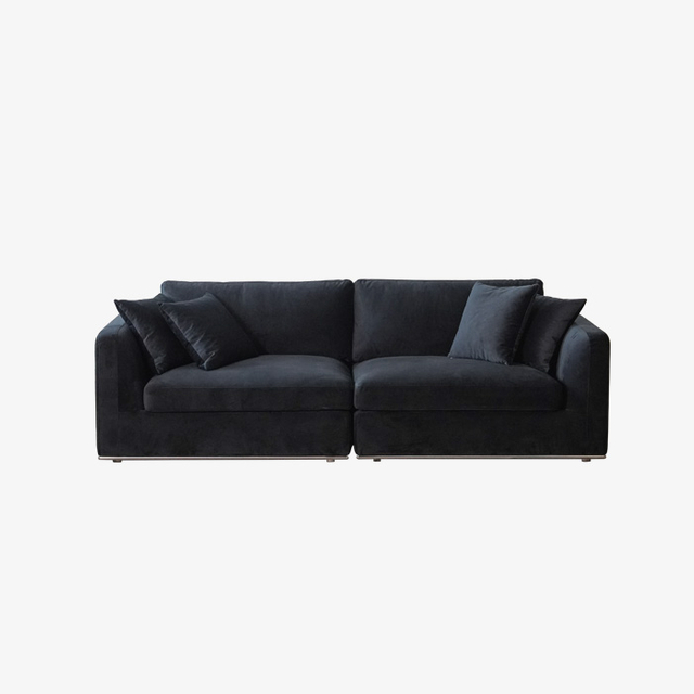 Современный черный бархатный 3-местный диван для гостиной