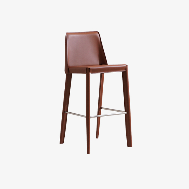Минималистичный современный кожаный высокий барный стул и табурет со спинкой