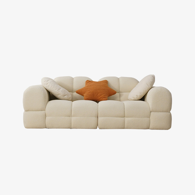 Современный трехместный диван из белой ткани шерпа с дизайном зефира 