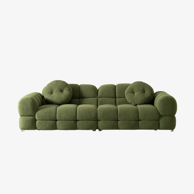Зеленый ленивый диван в современном стиле из ткани шерпа, трехместный диван-зефир с подушками для гостиной