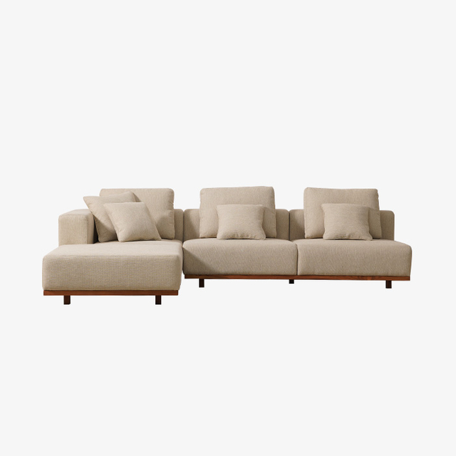 Минималистичный Г-образный секционный диван для внутреннего и наружного использования с деревянными ножками