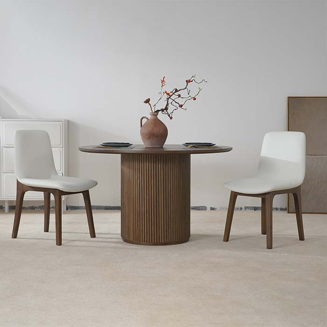 Современный круглый обеденный стол из орехового дерева коричневого цвета для столовой и кухни