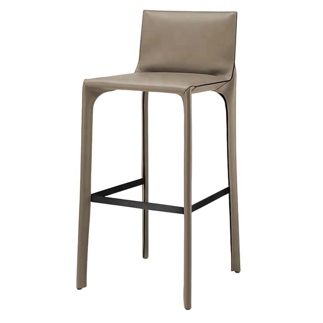 Современный высокий барный стул с кожаной обивкой и барный стул с металлическими ножками