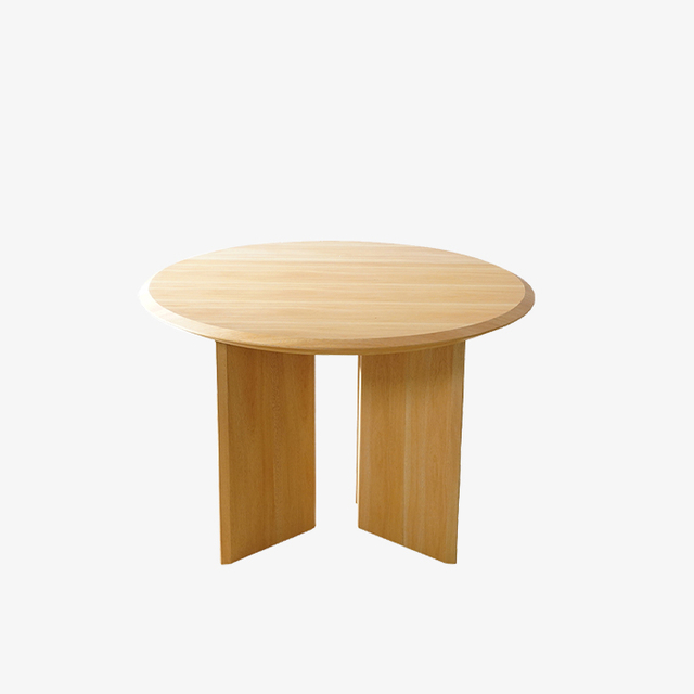 Минималистичный небольшой круглый обеденный стол из цельного дерева с 4 ножками