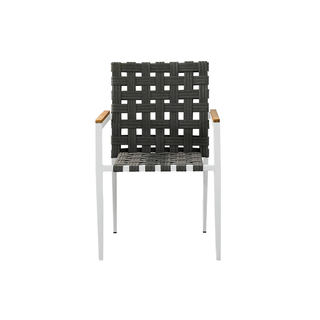 Деревянные перила плетеные патио на открытом воздухе металлический обеденный стул белый
