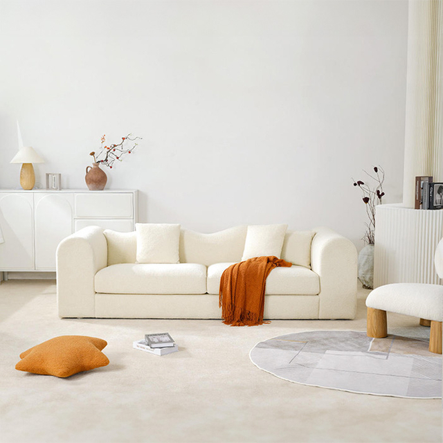 Роскошный волнистый двухместный минималистичный флисовый диван Тедди для гостиной