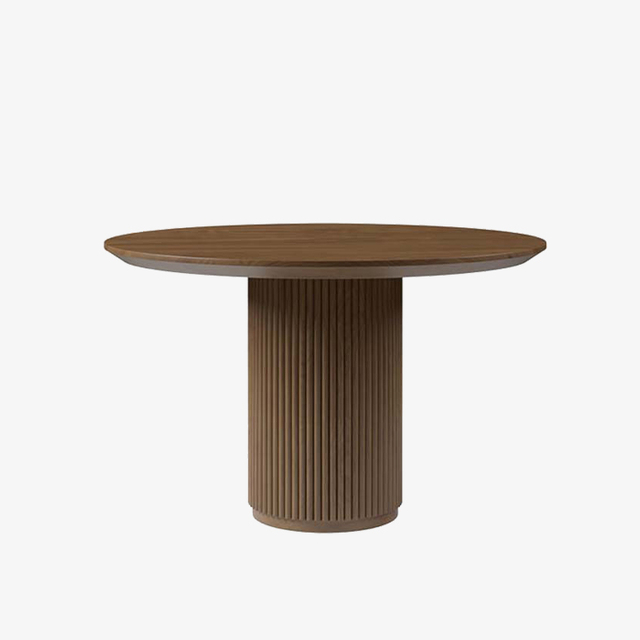 Современный круглый обеденный стол из орехового дерева коричневого цвета для столовой и кухни