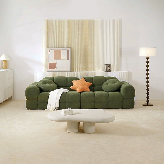 Зеленый ленивый диван в современном стиле из ткани шерпа, трехместный диван-зефир с подушками для гостиной