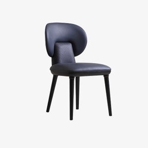 Современные темно-синие кожаные стулья с U-образной спинкой и без подлокотников