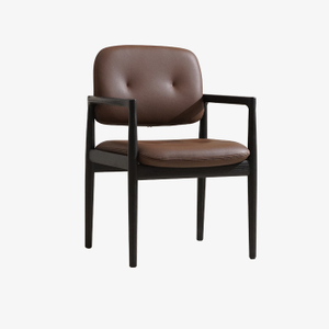 Современные коричневые кожаные обитые стулья с открытой спиной, обеденные кресла 