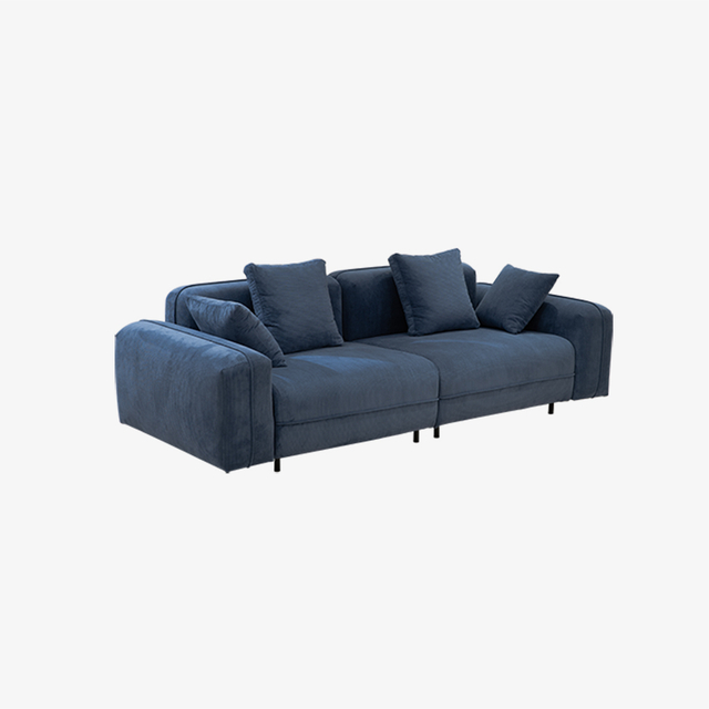Минималистичный синий маленький двухместный бархатный диван и двухместный диван 