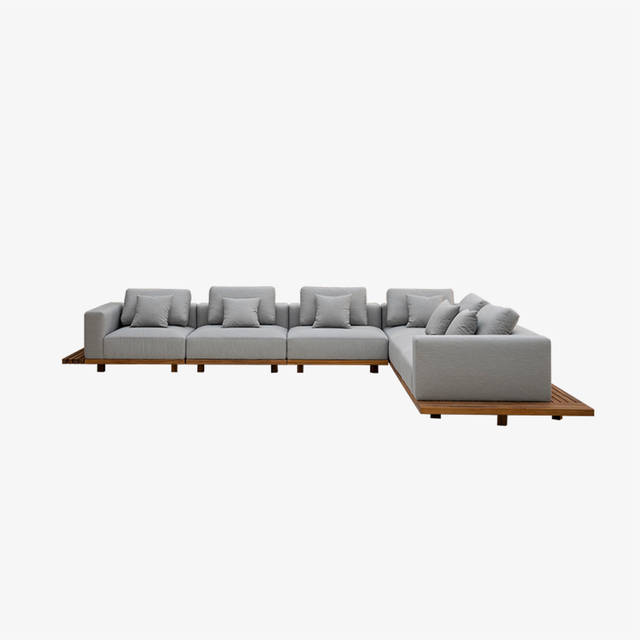 Современный уличный модульный секционный диван из тикового дерева