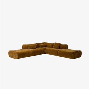 Современный бархатный модульный секционный диван с низкой спинкой и L-образной обивкой