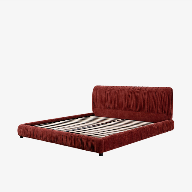 Современная бархатная кровать размера «king-size» с мягкой обивкой и кроватью-платформой