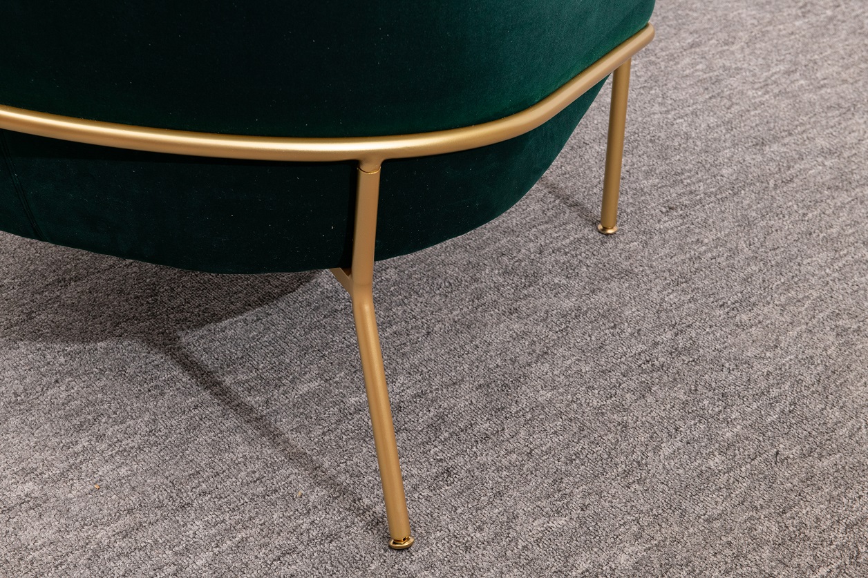 Contemporary Green Velvet Upholstered Lounge Chair Armchair with Gold Legs